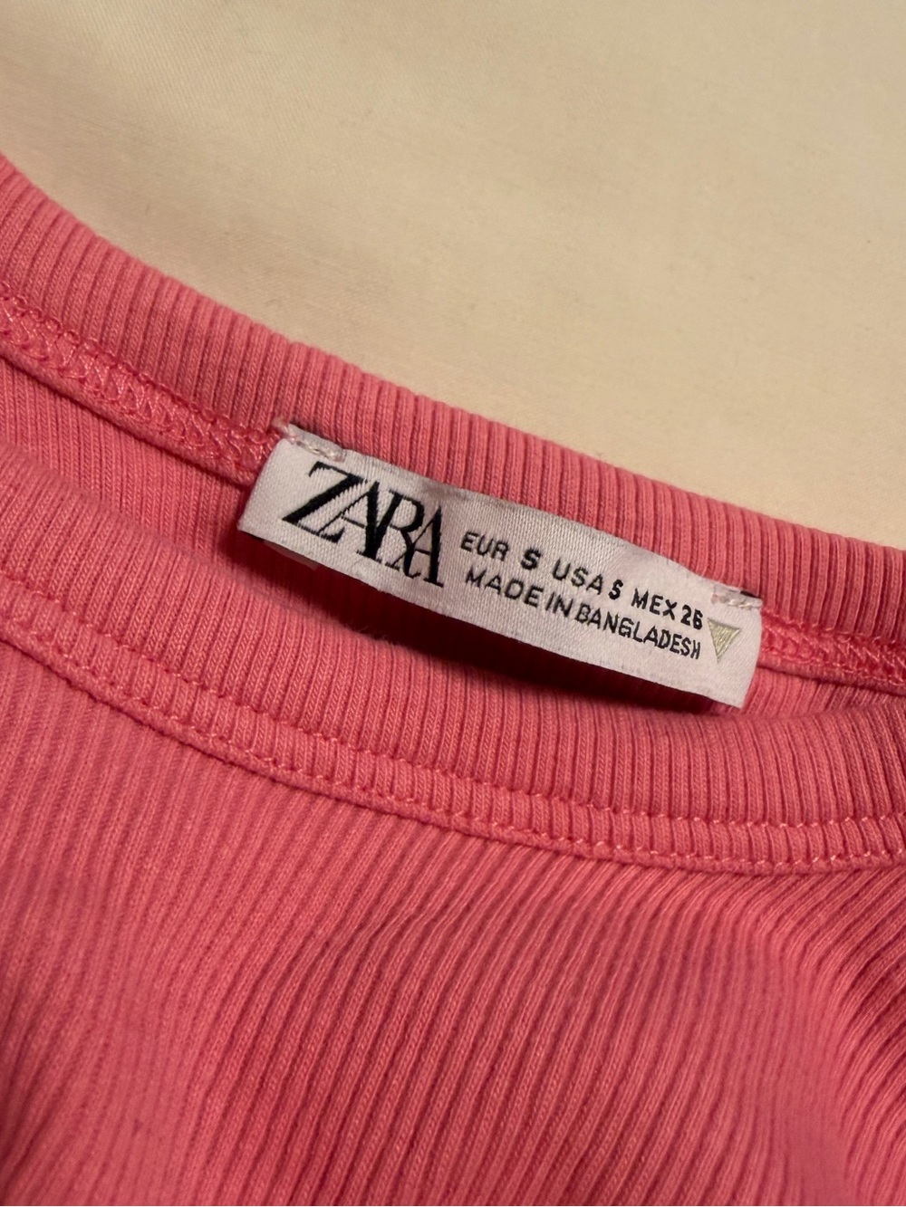 ZARA Ribbed Pink Side-Drawstring Tank Top - Picture 3 of 3